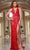 Jovani 42724 - Lace Overlay Plunging Halter Prom Dress Prom Dresses 00 / Red