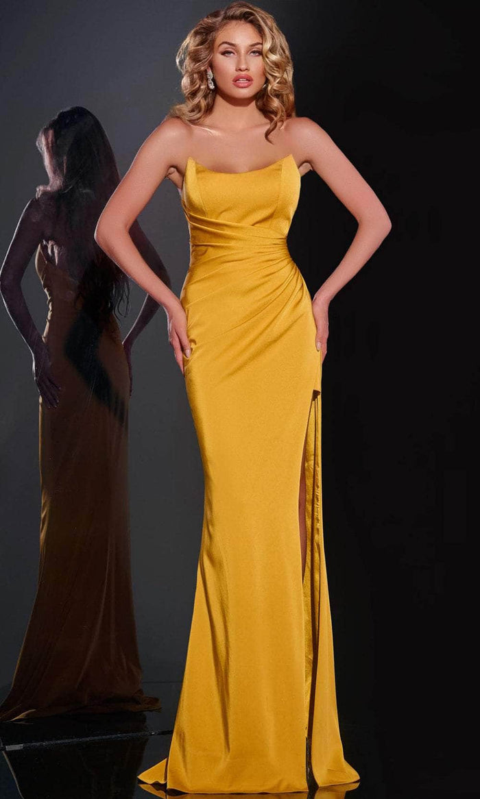 Jovani 42765 - Scoop Sheath Evening Gown Prom Dresses 00 / Mustard