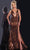 Jovani 43572 - Metallic Halter Prom Dress Prom Dresses 00 / Brown