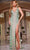 Jovani 44174 - High Slit V-Neck Prom Dress Prom Dresses 00 / Nude/Green/Silver