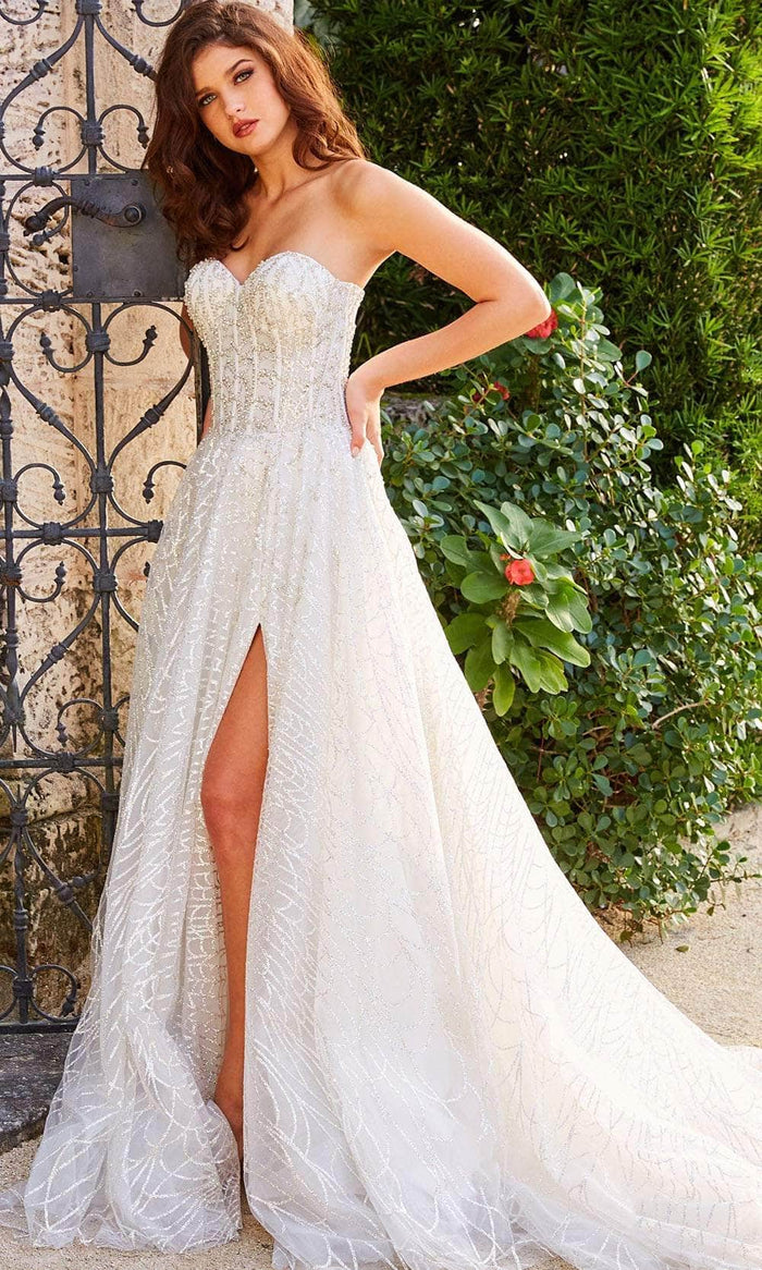 Jovani Bridal JB07578 - Sweetheart Corset Bridal Gown Bridal Dresses 00 / Ivory/Silver