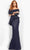 Jovani - Glitter Lace Off-Shoulder Formal Gown 00455SC - 2 pcs Navy In Size 10 and 24 Available Formal Gowns