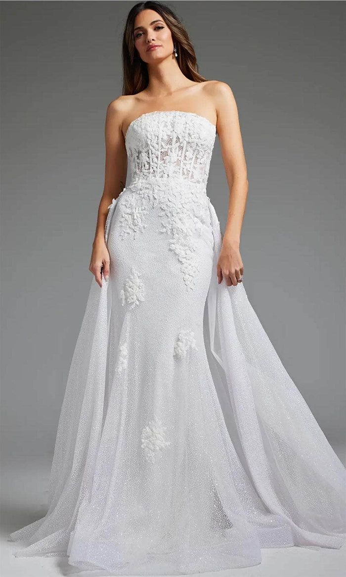 Jovani JB24560 - Strapless Overskirt Bridal Gown Bridal Dresses 00 / Off-White