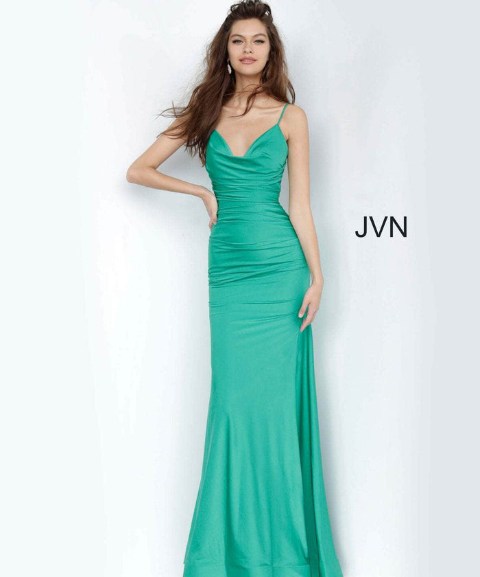 Jovani JVN00968ASC - Ruched Bodice Trumpet Prom Dress Special Occasion Dress 0 / Emerald