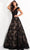 Jovani - V-Neck Floral Sequin Evening Gown 03330SC - 1 pc Black in Size 12 Available Ball Gowns 12 / Black