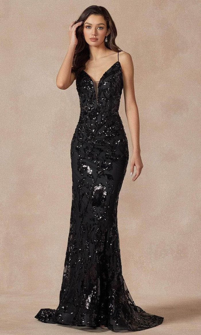 Juliet Dresses 2411 - Bandeau Back Sleeveless Prom Gown Evening Dresses XS / Black