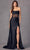 Juliet Dresses 2416 - Strapless Sheer Mid-Riff Prom Dress Prom Dresses L / Smoky Blue