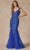 Juliet Dresses 286 - Sequin Feathered Mermaid Gown Evening Dresses XS / Royal Blue