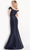 JVN by Jovani - JVN04717SC- V-Shaped Ruffle Sleeve Evening Gown Prom Dresses 24 / Navy