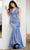 JVN by Jovani JVN36909 - V-Neck Ruched Detailed Prom Dress 00 / Slate