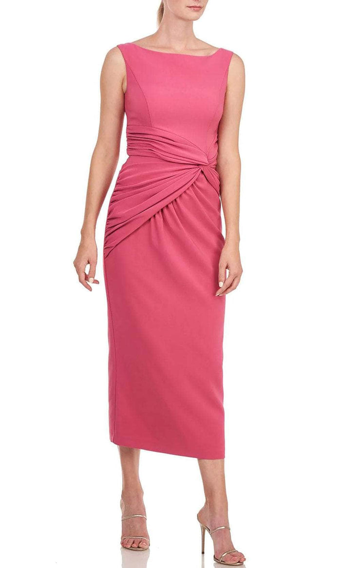 Kay Unger 5516686 - Tea Length Twist Front Dress Cocktail Dresses 2 / Berry Sorbet