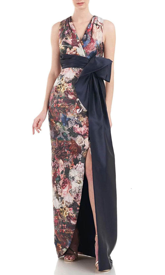 Kay Unger 5518139 - Floral Print Mikado Gown Special Occasion Dress 0 / Desert Rose Multi