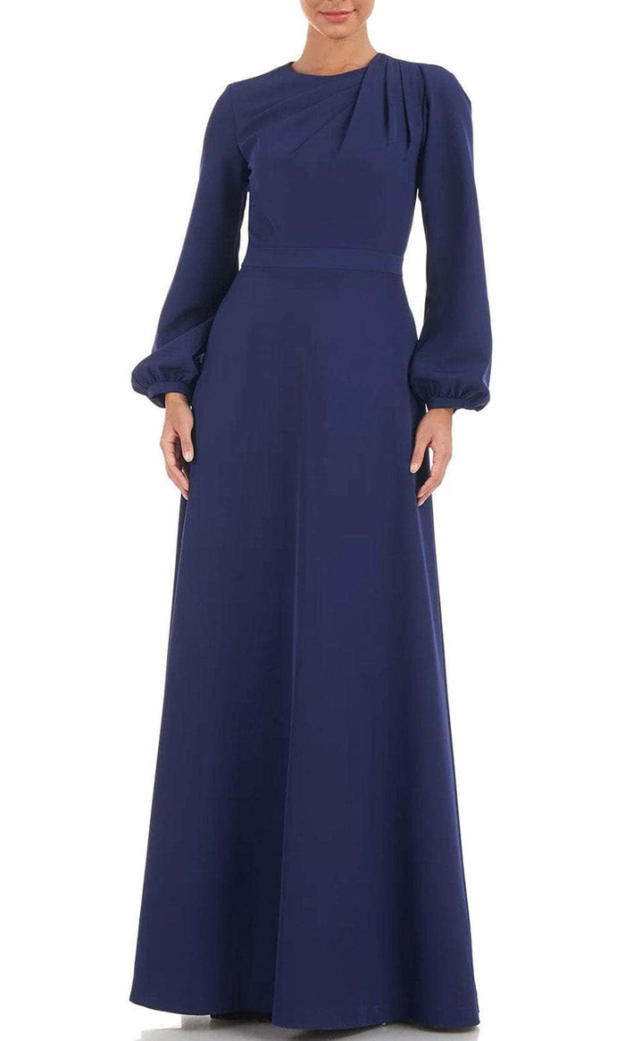 Kay Unger 5518334 - Long Sleeve Jewel Neck Long Dress Special Occasion Dress 0 / Deep Navy