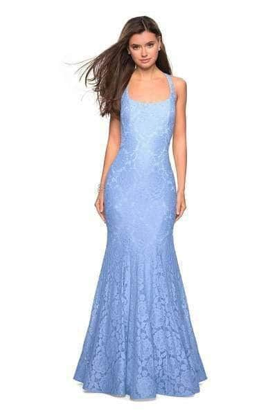 La Femme - 27484 Rhinestone Embellished Sleeveless Prom Gown Evening Dresses 2 / Cloud Blue