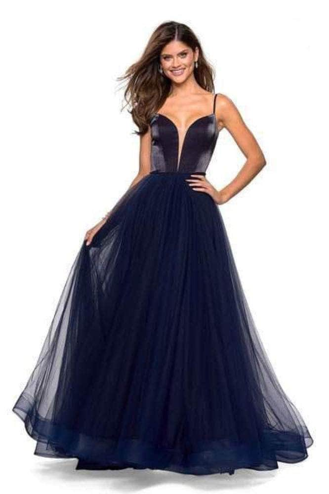 La Femme 27485SC - Plunging V-Neck Prom Dress Prom Dresses 6 / Navy