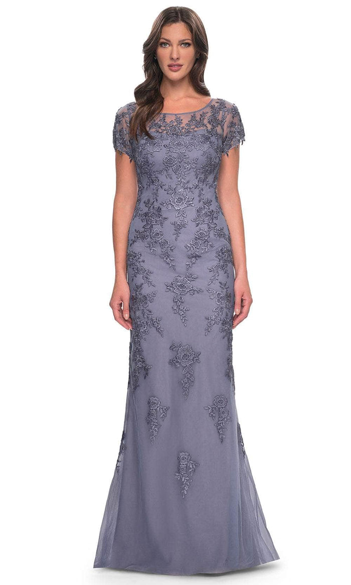 La Femme 29792SC - Embroidered Bateau Evening Dress Evening Dresses 4 / Dusty Purple