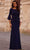 La Femme 29999 - Bell Sleeve High Neck Evening Gown Special Occasion Dress 2 / Navy