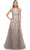 La Femme 30239SC - Floral Embroidered A-Line Formal Dress Mother of the Bride Dresses 12 / Silver/Pink