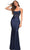 La Femme 30728SC - Lace Corset Trumpet Prom Dress Evening Dresses 00 / Navy