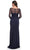 La Femme 30808 - Long Sleeve Illusion Bateau Neck Formal Dress Mother of the Bride Dresses 10 / Navy