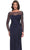 La Femme 30808 - Long Sleeve Illusion Bateau Neck Formal Dress Mother of the Bride Dresses 10 / Navy