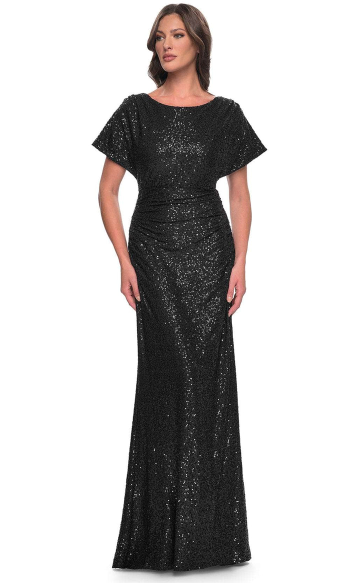 La Femme 30885 - Dolman Sleeve Sequin Evening Dress Mother of the Bride Dresses 0 / Black
