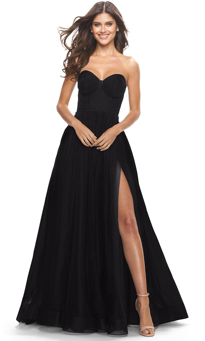 La Femme 31205SC - Sheer Strapless Prom Dress Evening Dresses 10 / Black