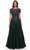 La Femme 31267SC - Short Sleeve Foliage Evening Dress Evening Dresses 18 / Black/Emerald