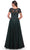 La Femme 31267SC - Short Sleeve Foliage Evening Dress Evening Dresses 18 / Black/Emerald