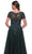 La Femme 31267SC - Short Sleeve Foliage Evening Dress Evening Dresses 18 / Black/Emerald