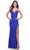 La Femme 31326SC - Long Prom Dress with Fringed Slit Prom Dresses 00 / Royal Blue