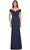 La Femme 31677 - Off Shoulder Jersey Evening Dress Evening Dresses 2 / Navy