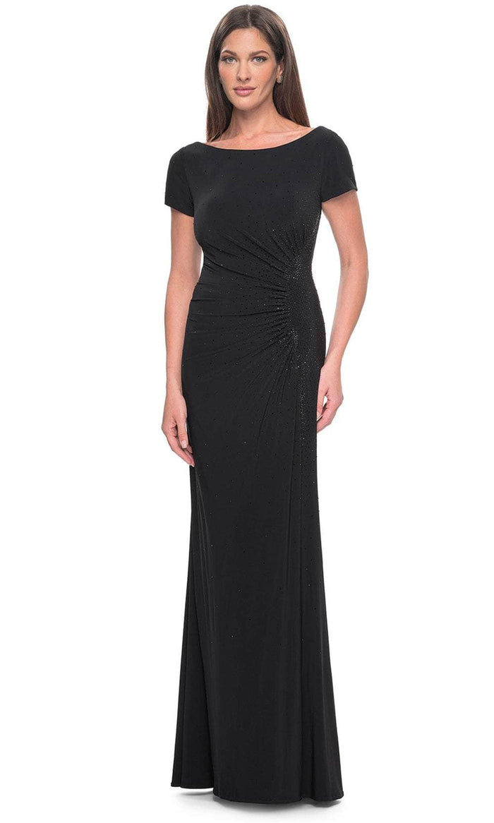 La Femme 31773 - Bateau Rhinestone Formal Dress Evening Dresses 4 / Black