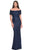 La Femme 31778 - Off-Shoulder Lace Evening Dress Evening Dresses 4 / Navy