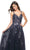 La Femme 31936 - Floral Applique V-Neck Prom Gown Evening Dresses