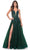 La Femme 32022 - Plunging Neckline Embroidered Prom Dress Prom Dresses 00 / Dark Emerald