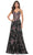 La Femme 32031 - V-Neck Floral Sequin Prom Gown Evening Dresses