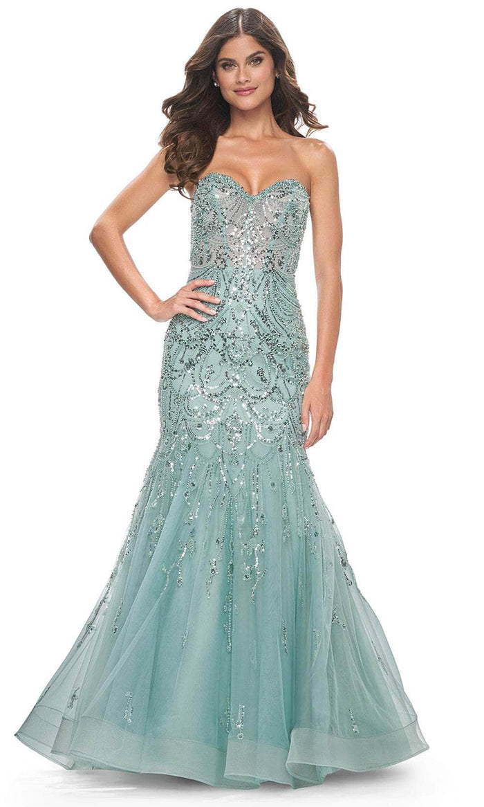 La Femme 32053 - Sweetheart Tie Open Back Prom Dress Prom Dresses 00 / Sage