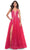 La Femme 32062 - Lace Appliqued Plunging Prom Dress Prom Dresses 00 / Strawberry