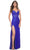 La Femme 32080 - Beaded Lace V-Neck Prom Gown Evening Dresses 00 / Royal Blue