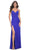 La Femme 32239 - V-Neck Ruched Bustier Prom Gown Evening Dresses 00 / Royal Blue