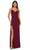 La Femme 32239 - V-Neck Ruched Bustier Prom Gown Evening Dresses 00 / Wine