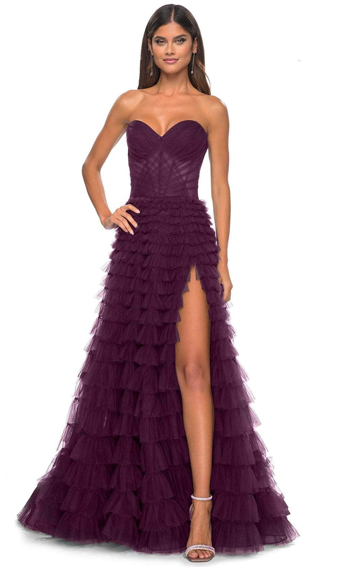 La Femme 32283 - Tiered A-Line Prom Dress Prom Dresses 00 / Dark Berry