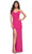 La Femme 32338 - Ruched Deep V-Neck Prom Gown Evening Dresses 00 / Hot Pink