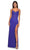 La Femme 32409 - Spaghetti Strap Beaded Appliqued Prom Gown Prom Dresses 00 / Royal Blue