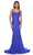 La Femme 32420 - Floral Lace Scoop Neck Prom Gown Prom Dresses 00 / Royal Blue