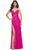 La Femme 32441 - Floral Lace V-Neck Prom Gown Evening Dresses 00 / Hot Fuchsia