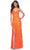 La Femme 32441 - Floral Lace V-Neck Prom Gown Evening Dresses 00 / Bright Orange