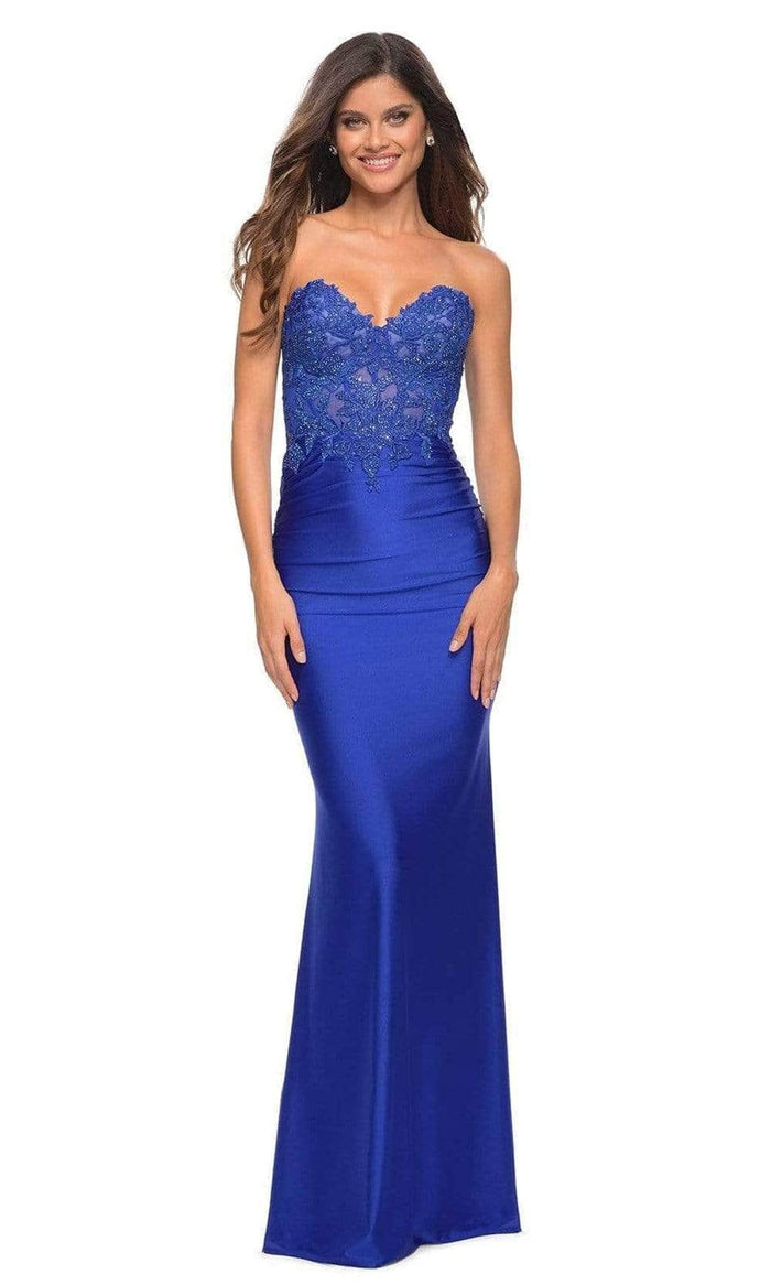 La Femme - Beaded Sweetheart Prom Dress 30720SC Prom Dresses 00 / Royal Blue