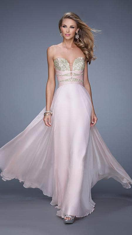 La Femme - Embroidered Strapless A-Line Evening Gown 20921SC - 1 pc Caribbean Green In Size 4 Available Evening Dresses 0 / Blush